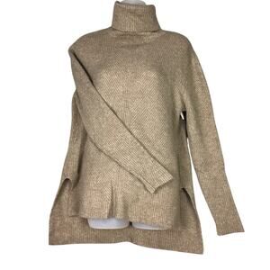 Sweet Romeo Sweater Women’s Medium Brown Tan Turtleneck Hi Low Pullover